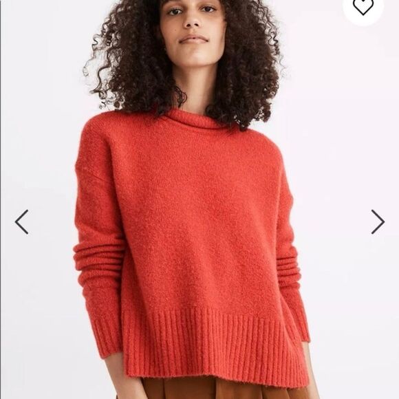Madewell Sweaters - NWT Madewell Sz Small Red Orange Wool Alpaca Blend Mock Neck Sweater Comfy Cozy